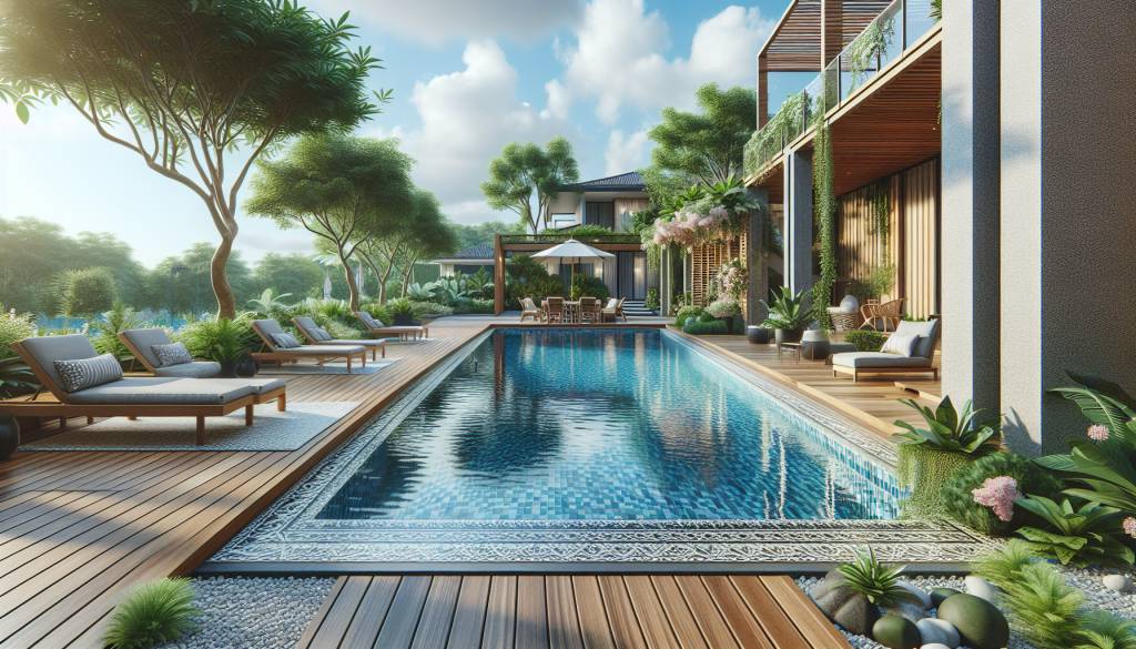 Amenager les abords de la piscine : terrasse bois ou terrasse en carrelage et margelle ?